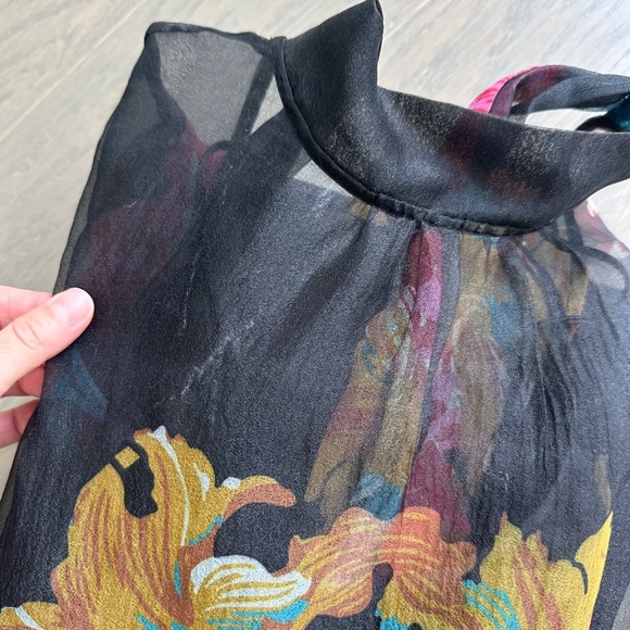 STAUD Calluna First Bloom Black Floral Maxi Dress Gown Organza Tie Size Small - Picture 8 of 14